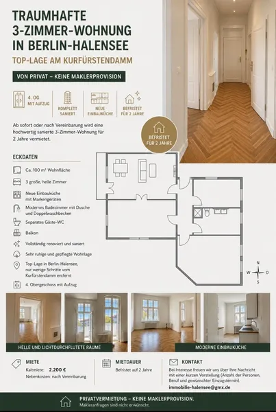 TRAUMHAFTE 3-ZIMMER-WOHNUNG IN BERLIN-HALENSEE TOP-LAGE AM KURFÜRSTENDAMM — photo 1